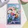 Mini-postcard "Happy Birthday!" Glitter, Congrev, Blue Background, 12.5x19.4 cm