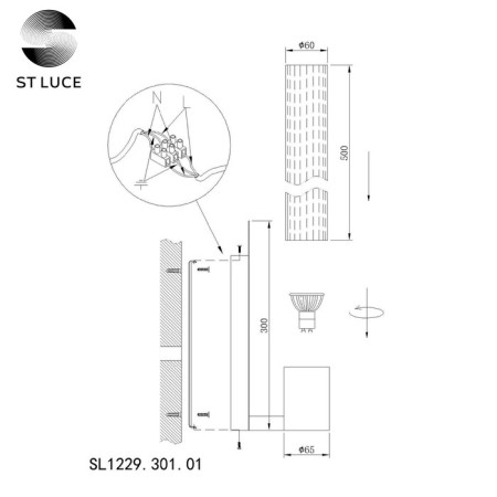 Sconces st. SL1229.301.01. Terni. 1x5 W, GU10, 4000K, 10x52.5 cm, brass color-5
