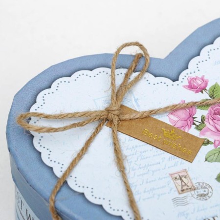 A set of boxes 3 in 1 heart "roses" Blue, 21 x 19 x 9 - 15.5 x 14 x 6 cm-3