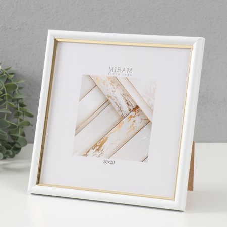 Photo frame Plastic "Mira" 20x20 cm, 636461-22, white with gold (plastic screen)-1
