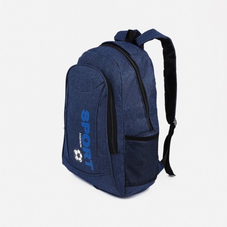 Male backpack on a zipper, 3 outer pockets, blue color-2