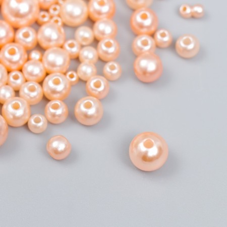 Beads for creativity plastic "Round. Champagne" d = 3-8 mm, set 10 grams-1