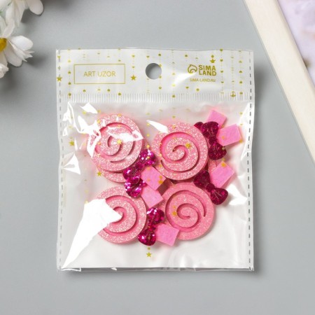 Decor for the creativity of felt lords "Lollipop" pink 4.5x2.8 cm-3