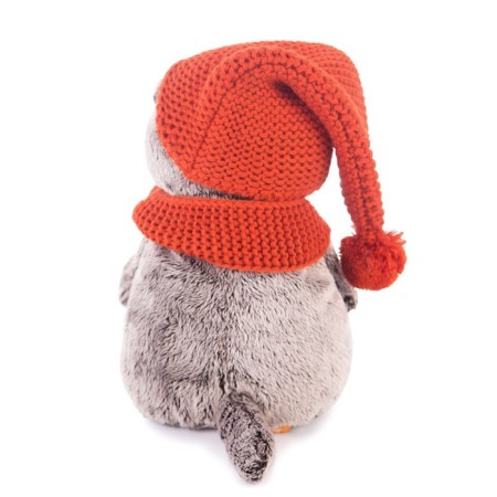 Soft toy "Basik" in a knitted hat and scarf, 22 cm-1