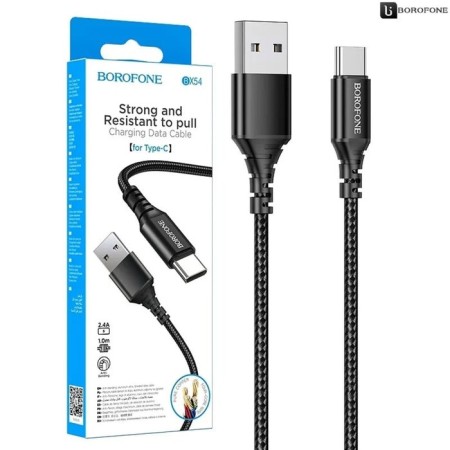 Cable Borofone BX54, Type -C - USB, 2.4 A, 1 m, nylon braid, black-4