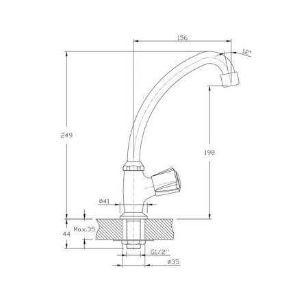 Mixer for the Rush Pioneer Pi7950-24 sink, simultaneous, chrome-1