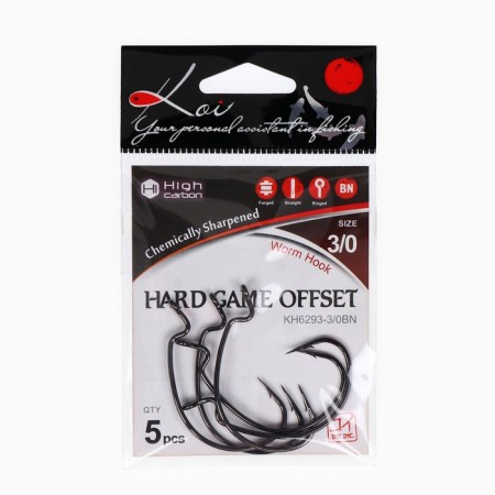Offset hooks KOI Hard Game Offseet, BN color, No. 3/0, 5 pcs.