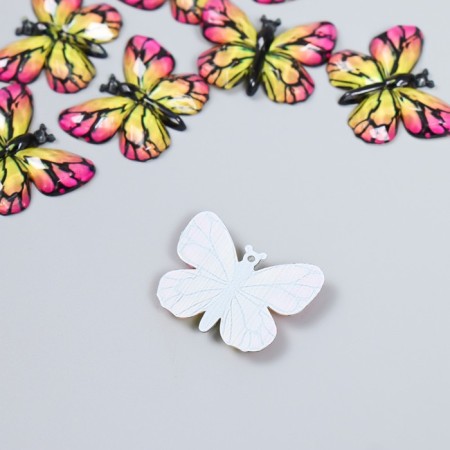 Decor for creativity plastic "Butterfly, yellow-pink wings" 2.5x3.2 cm-1