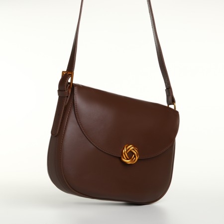 Women's bag on the Textura valve, medium size, brown color-5