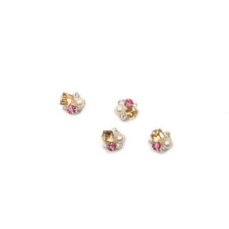 Metal fittings Pole "Yellow cube with red stone", 4 pcs