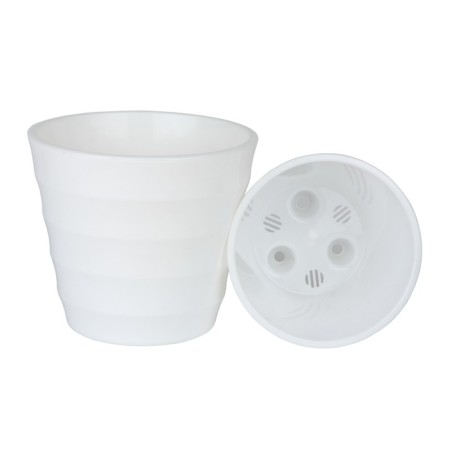 Plastic pot with the Laura tab, white color-1