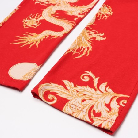 Female set (robe/top/pants), red color, size 48-8