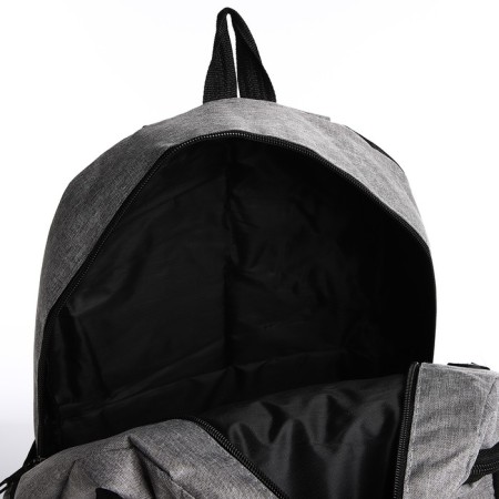 A backpack with a zipper, with USB, 4 outer pockets, bag, pencil case, color gray color-8