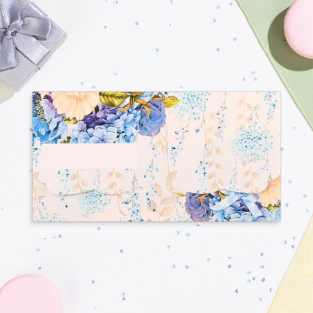 Money envelope "Congratulations!" Blue bouquet, 18.5 x 8.5 cm-2