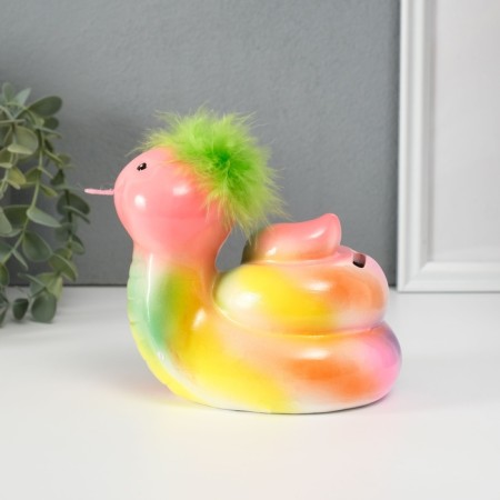 Piggy bank Ceramics "Colored snake with fluffy hairstyle" 10.5x13.9x12.3 cm-2