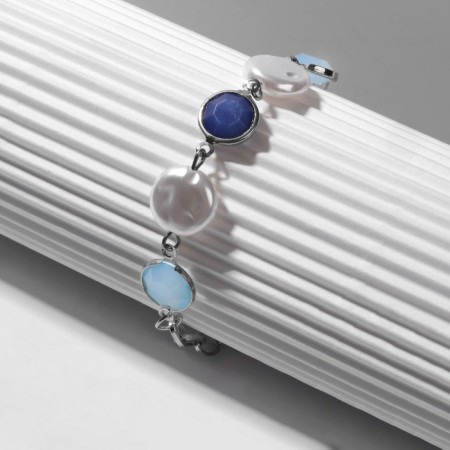 Bracelet "Night" with pearls, colored in silver, l = 16 cm-2