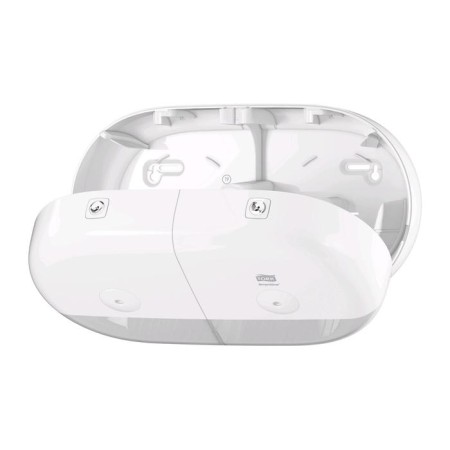 Double Dispenter for Tork Smartone toilet paper in mini-rolons, white color-1