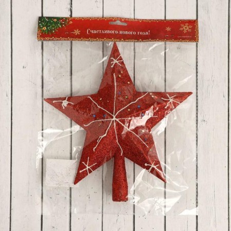 Tip "star" white snowflakes, 22x23.5 cm, red-1