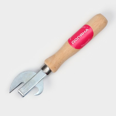 The opener is not riveted, 17 × 4 cm, zinc, with a wooden handle made of beech-4