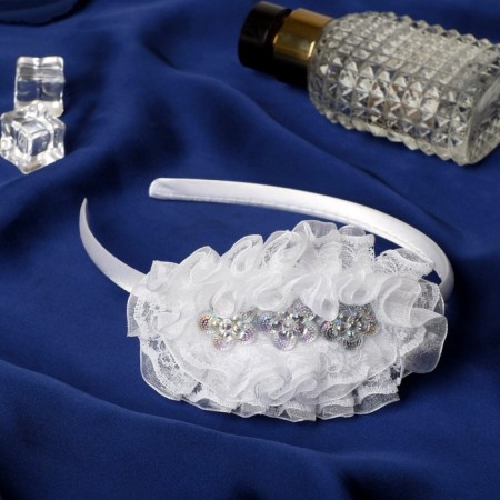 Hair cap "graduate" flowers lace, 0.8 cm, white