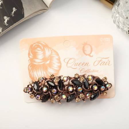 Hair clip for hair "Liora" leaflets shine luxury, 9 cm, gold-2