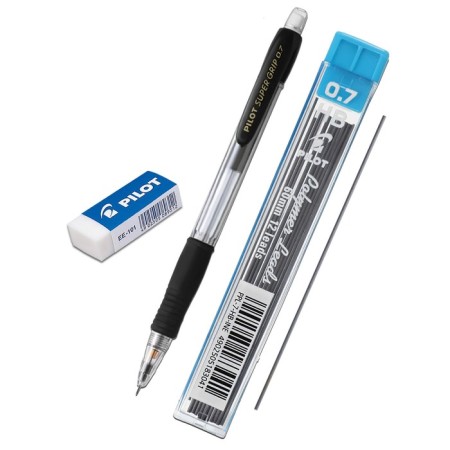 Pilot set Mechanical pencil with stiffs of 0.7 mm and eraser