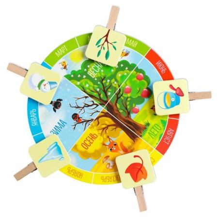 Board game "Seasons" with clothespins, 2+-3