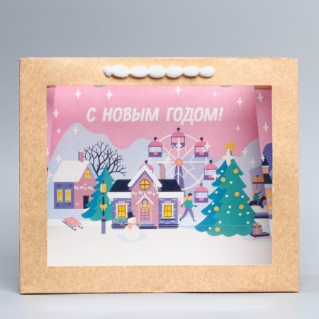 Crafts with a plastic window "City", 31 x 26 x 11 cm, New Year-2