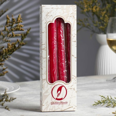 A set of antique candles, 2.3x 24.5 cm, 5 hours, 55 g, 4 pieces, raspberry-1