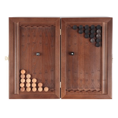 Carved backgammon "Kul-riff mosque", a board from the beech array, patina-1