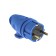 File corner fork with ring B16-002, 16 A, 250 V, IP44, with salary, rubber, blue
