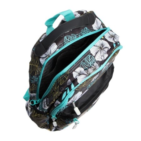 Youth backpack 43 x 29 x 18 cm, ergonomic back, Across 155, gray/turquoise 155-3-7