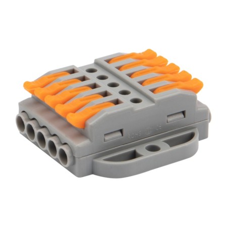 Terminal of QMS 222-425p Passing 5 poles, with an mounting platform (0.08-4 mm²), gray (20 pcs.
