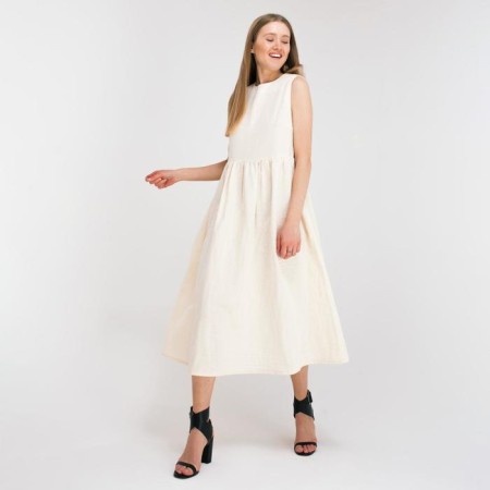 Dress summer female minku: Cotton Collection, Milk color, size 48-2