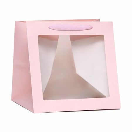 Gift package, craft, with a window, "pink", 30 x 30 x 30 cm-1
