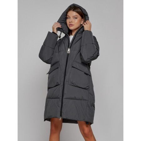 Coat insulated winter female, size 50, dark gray color-3