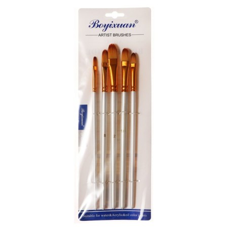 Synthetics set, 5 pieces (No. 1/8.3/8.5/8.1/2.1/4), flat, rounded, in the blister-5
