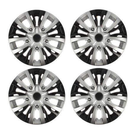 Wheel caps R15 "Lyon", silver-black carbon