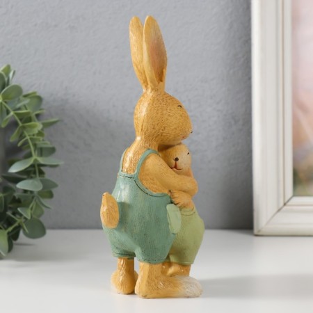 Souvenir Polystone "Papa Hare with a hare" 9,5x7x18 cm-1