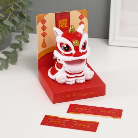 Plastic Plastic "Chinese Leo" red-white 8.5x7.3x8.5 cm-6