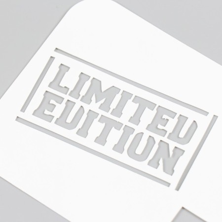 Plastic stencil "Limited production" 9x9 cm-2