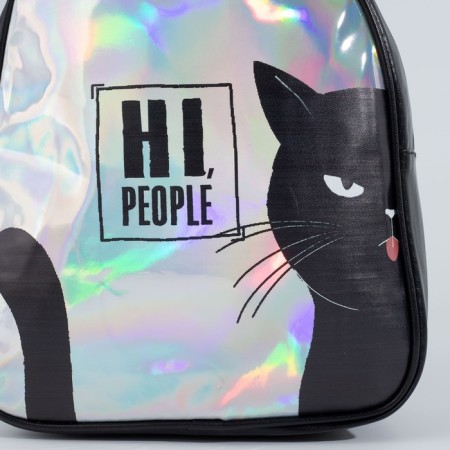 Backpack artificial leather, Hi PEOPLE, CAT, HOLROGRAP, 27 x 23 x 10 cm-2
