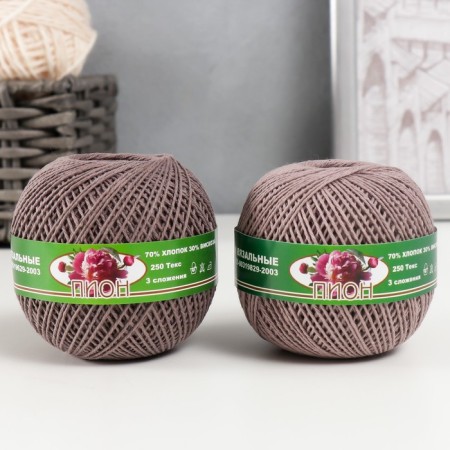 Knitting threads "Peony" 200m/50g 70% cotton, 30% viscose color 4303 mix