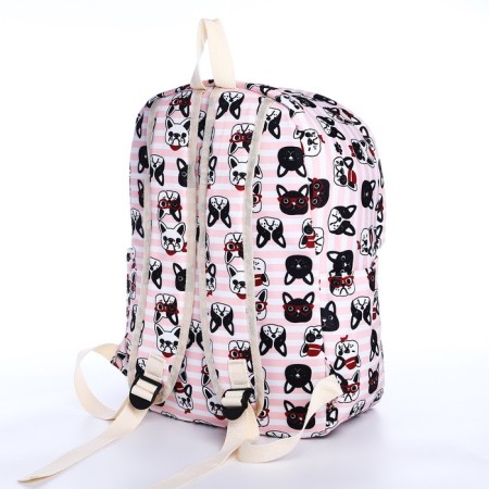 School backpack from textiles on lightning, 3 pockets, pencil case, pink color-5