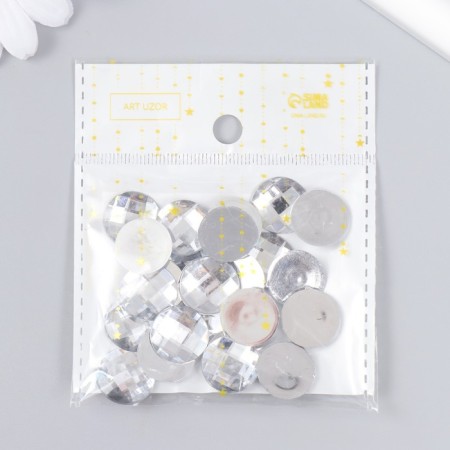 Decor for creativity plastic "Rhinestones Round. Transparent" set 25 pcs 1.6x1.6 cm-5
