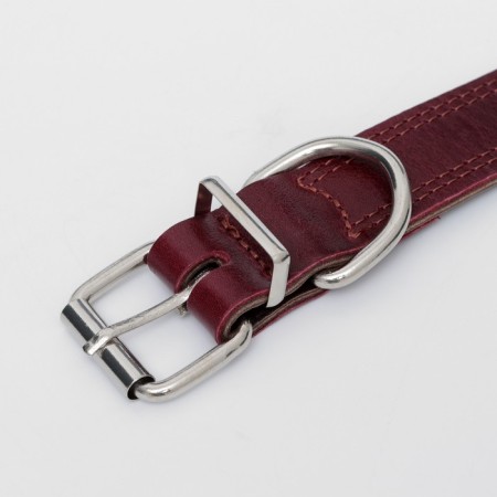 Collar leather two-layer 3 cm, Osh 35-47 cm, ruby-3