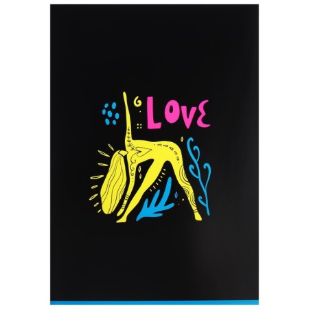 A4 notebook, 96 sheets in a cage on a clip of love you, cover coated cardboard, neon, mix-2
