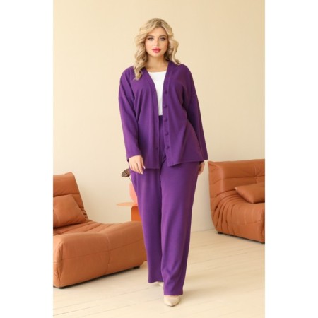 Female costume: cardigan, trousers, size 48, purple color-13