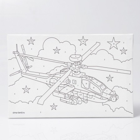 Picture on numbers for children "Military Helicopter", 20 x 30 cm-3
