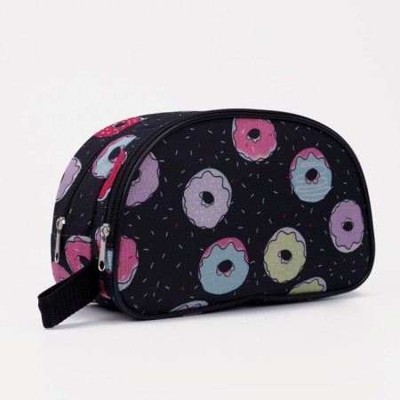 Cosmetic bag, 2 parts on zippers, black color